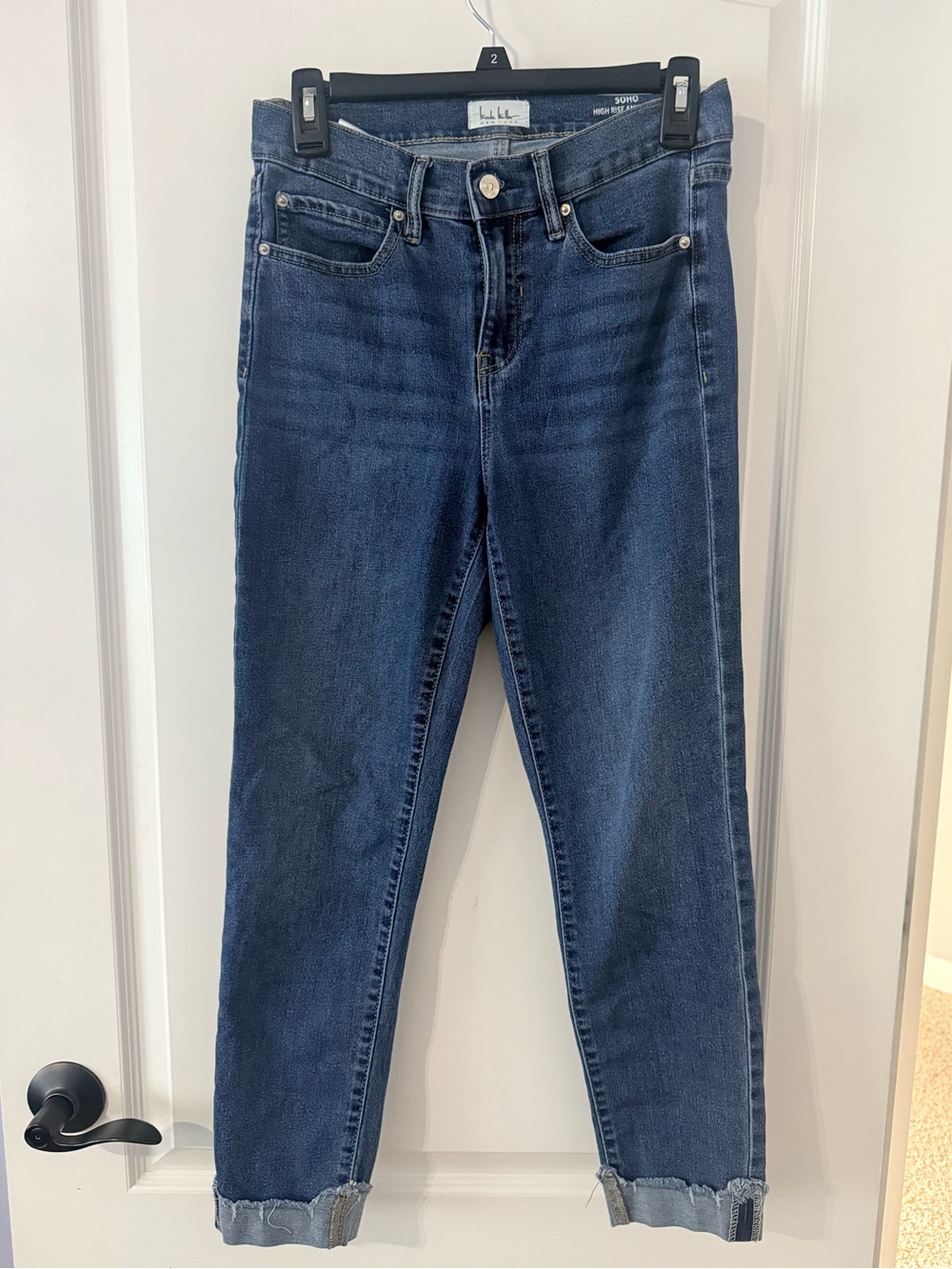 Nicole Miller High-Rise Straight Crop Jeans - Dark Blue